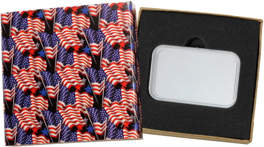SilverTowne Natural Kraft Paper Gift Box with Flag Pattern Box Sleeve & Capsule - Product Packaging [Add $5.00]